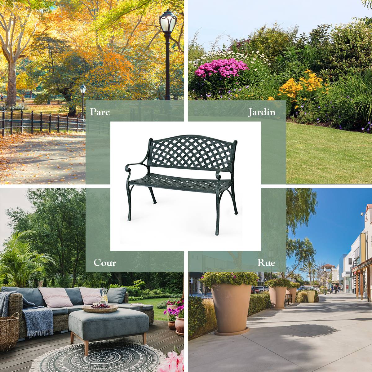 Maison Chic - Banc de Jardin 2-3 Places en Fonte d'Aluminium avec Design Ajouré 103 x 64 x 83 cm pour Terrasse/Cour/Balcon/Pelouse/Parc - Image 7