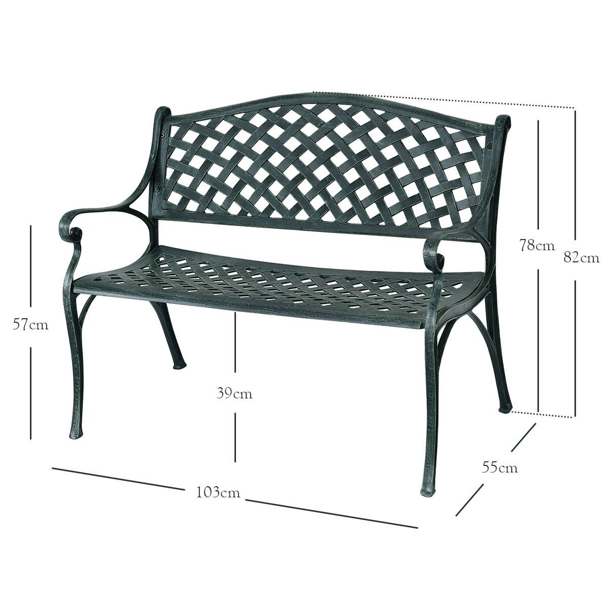 Maison Chic - Banc de Jardin 2-3 Places en Fonte d'Aluminium avec Design Ajouré 103 x 64 x 83 cm pour Terrasse/Cour/Balcon/Pelouse/Parc - Image 9