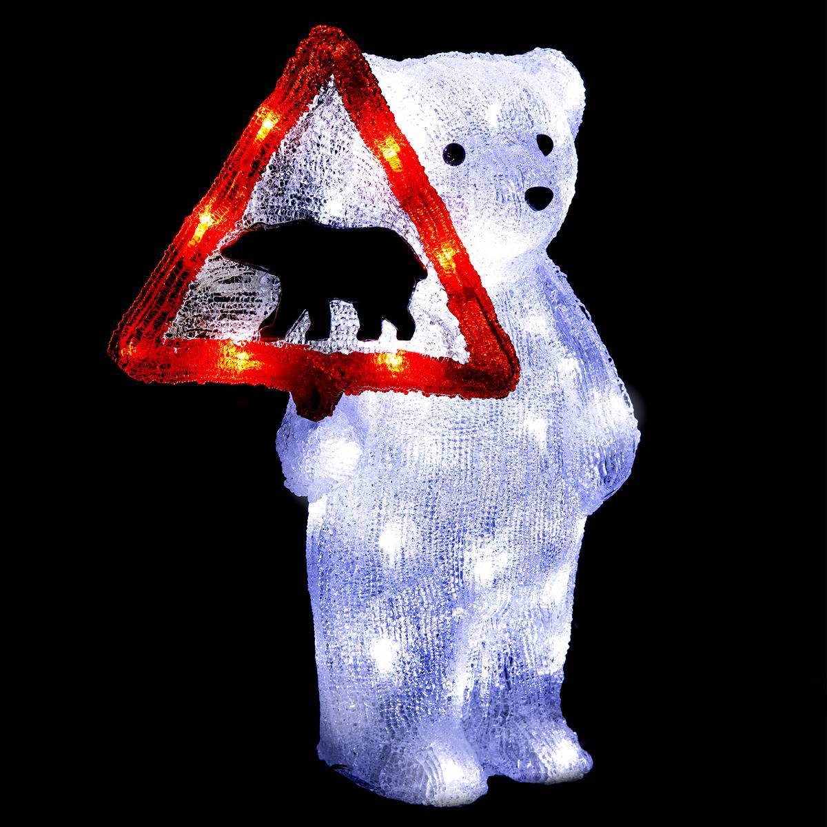 Fééric Lights & Christmas - Forme acrylique ours avec pancarte lumineuse solaire 50 LED clignotantes H.40cm extérieur - Feeric Lights & Christmas - Imagen 1