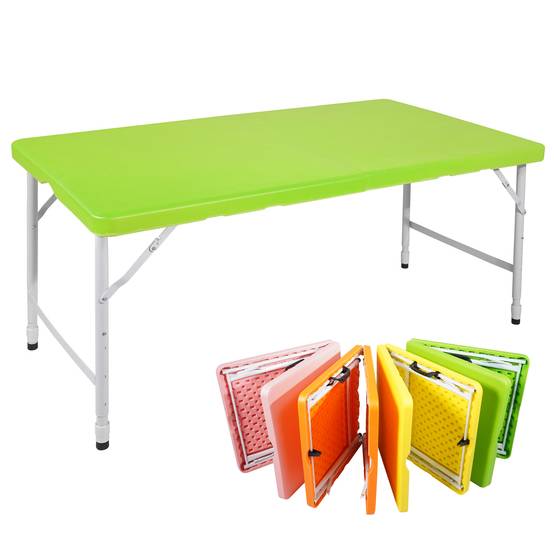 Table pliante portable fer et plastique verte 125 x 61 x 74 cm - PANGIVO - Image 1