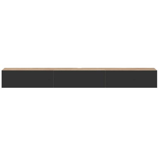 Meuble TV 270 cm suspendu ELIO 3 portes bois et noir - Image 3