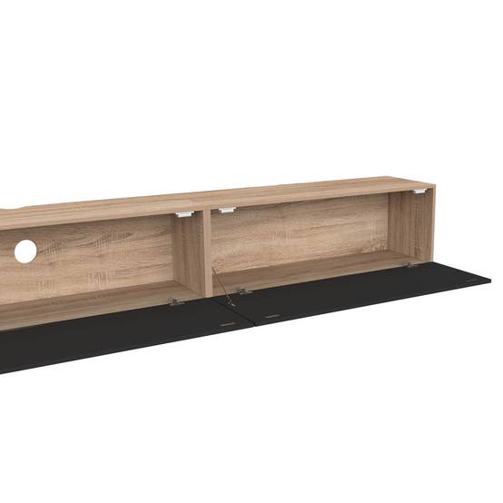 Meuble TV 270 cm suspendu ELIO 3 portes bois et noir - Image 6