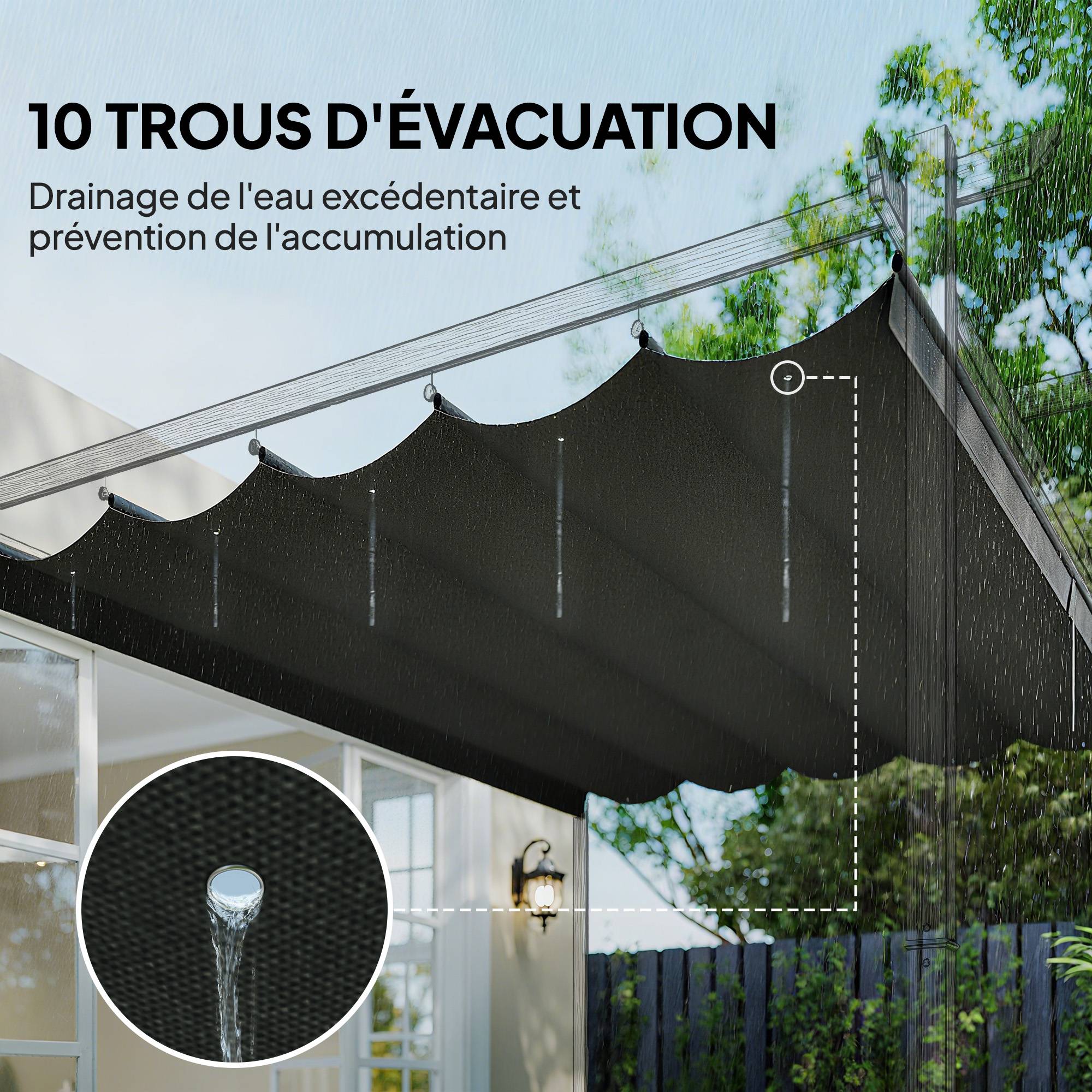 Outsunny - Toile de toit 4x3m pour pergola tonnelle rétractable gris foncé - Outsunny - Image 6