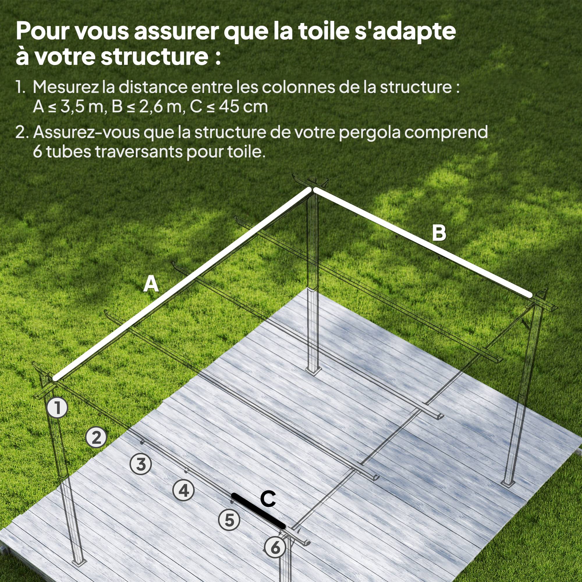 Outsunny - Toile de toit 4x3m pour pergola tonnelle rétractable gris foncé - Outsunny - Image 4