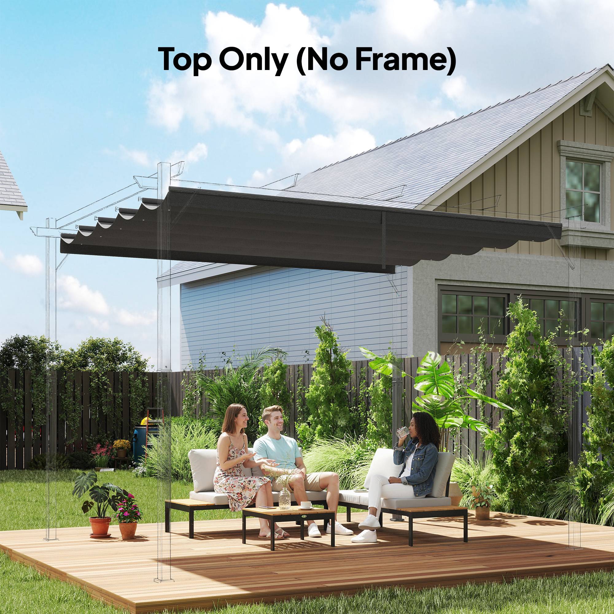 Outsunny - Toile de toit 4x3m pour pergola tonnelle rétractable gris foncé - Outsunny - Image 2