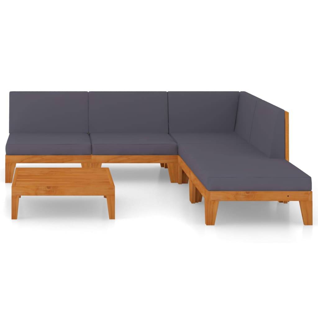 Helloshop26 - Salon de jardin meuble d'extérieur ensemble de mobilier 6 pièces avec coussins bois d'acacia solide - Imagen 2