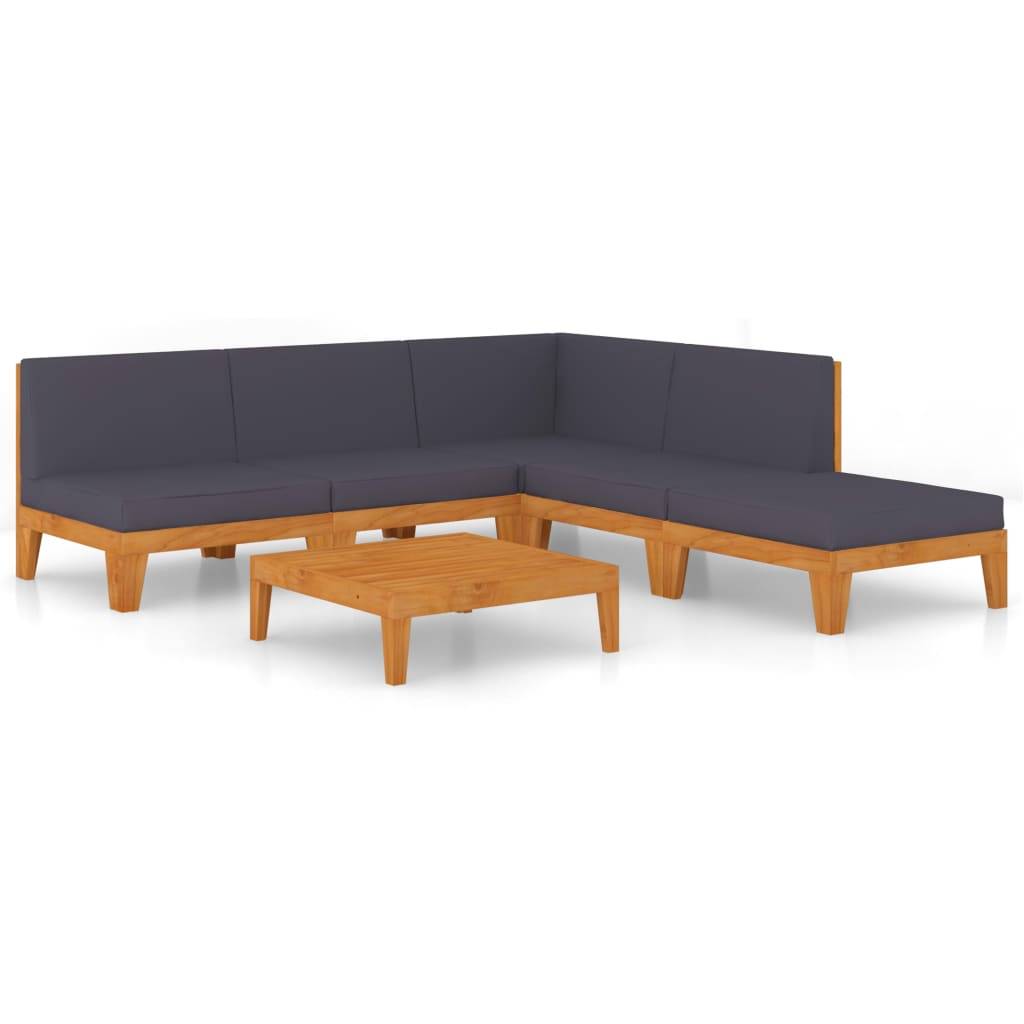 Helloshop26 - Salon de jardin meuble d'extérieur ensemble de mobilier 6 pièces avec coussins bois d'acacia solide - Imagen 1