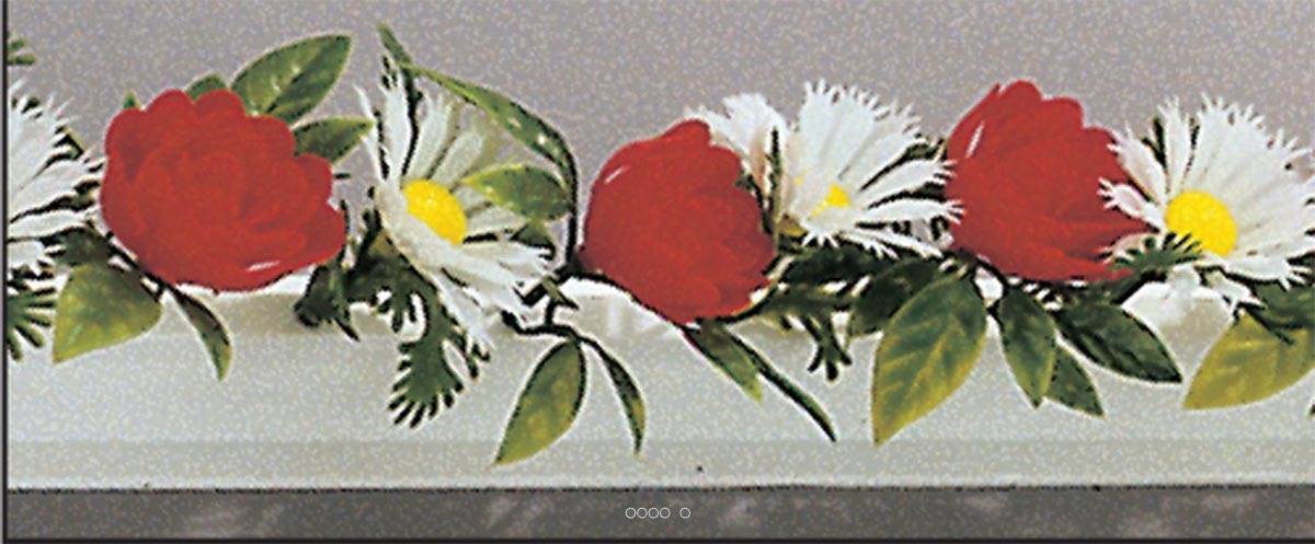 Artificielles - Barrette x12 séparateurs socle blanc L25cm marguerites & roses factice