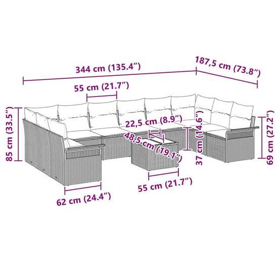 Salon de jardin 11pcs Polyrotin Modulable Confortable Marron – ComfortXL Outdoor Living - Image 5