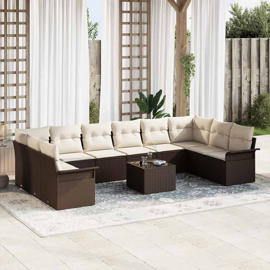 Salon de jardin 11pcs Polyrotin Modulable Confortable Marron – ComfortXL Outdoor Living - Image 1