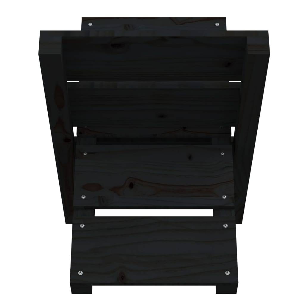 Porte-bûches moderne en bois de pin massif Stockage à bois pour intérieur 47x39,5x48 cm Noir - ComfortXL Outdoor Living - Image 6