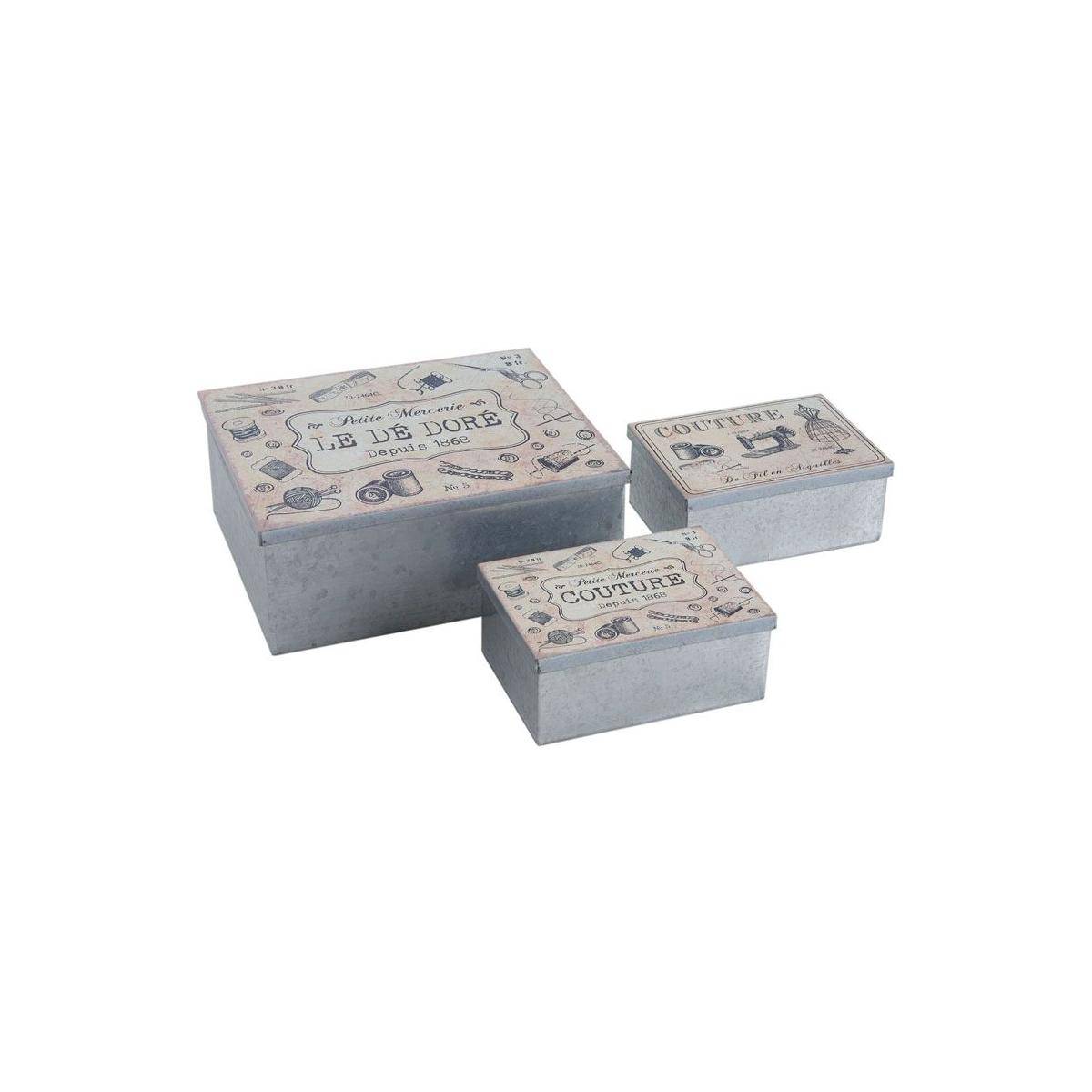 Aubry Gaspard - Boites en métal galvanisé Boite à couture (Lot de 3)