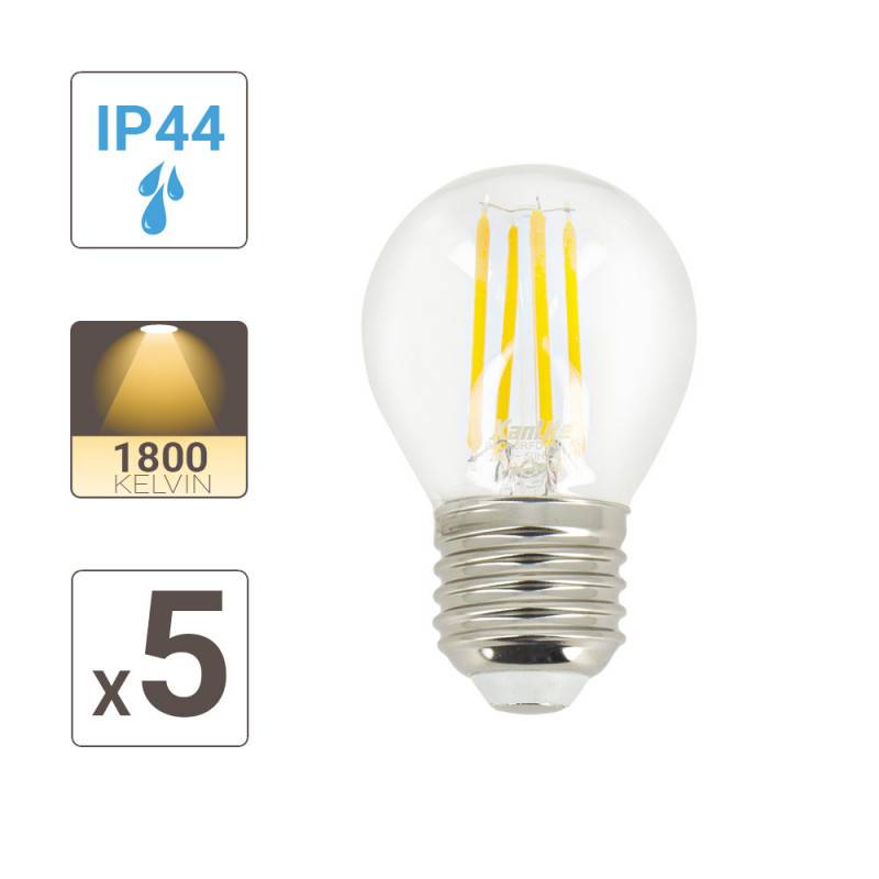 Xanlite - Lot de 5 Ampoules LED 'Vintage', Culot E27, Blanc Chaud, Spécial Extérieur (IP45) - PACK5RFDV400PA - Image 4