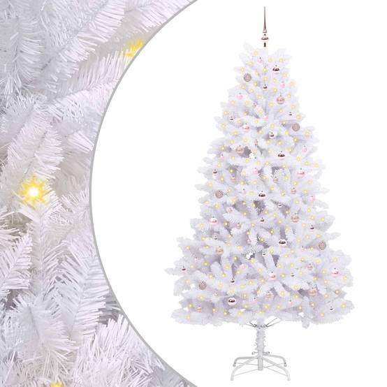 Sapin de Noël | Arbre de Noël Artificiel à Branches Articulées Blanc 240 cm Maison Chic - Image 1