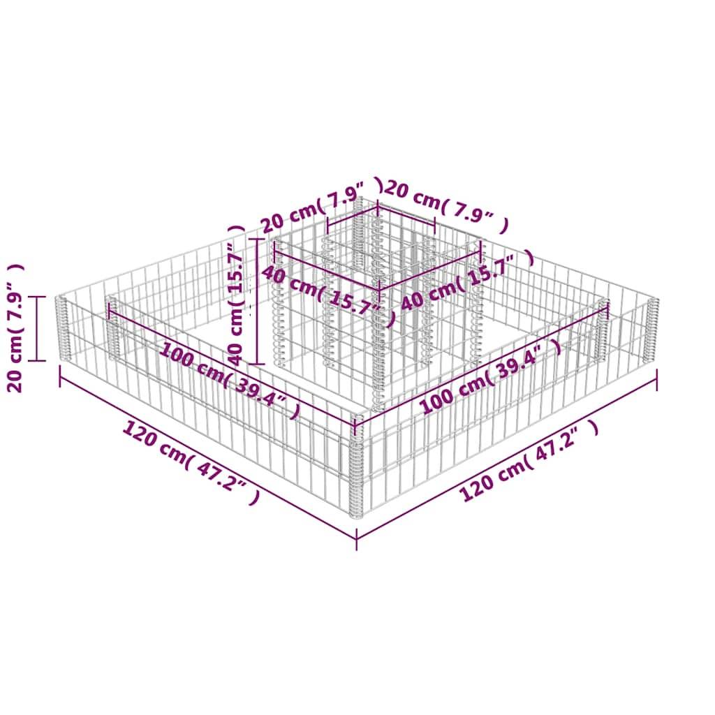 Jardinière en gabion Acier galvanisé 120 x 120 x 20 cm - PANGIVO - Image 7