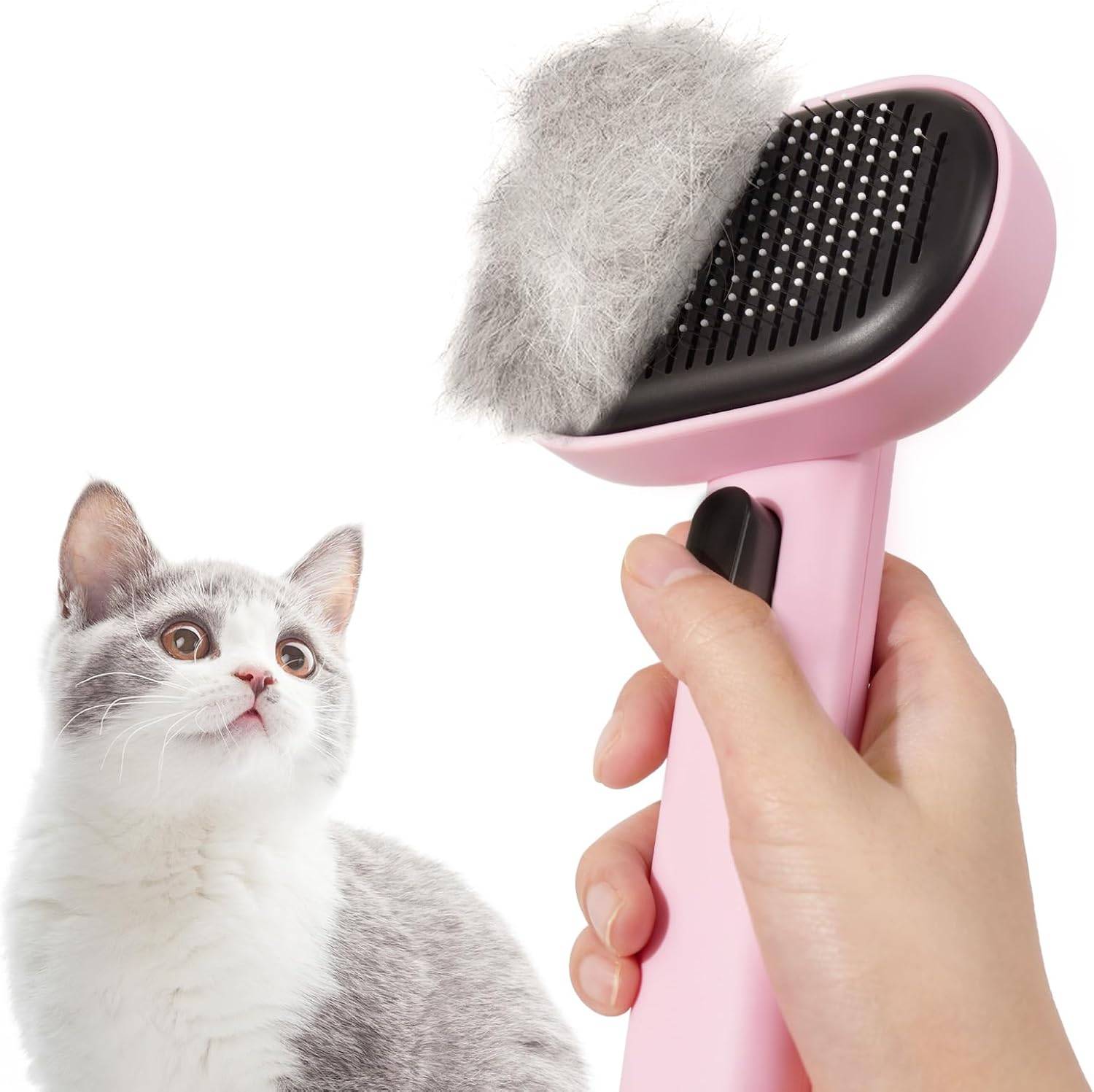 Brosse Chat Autonettoyante pour Chat rose