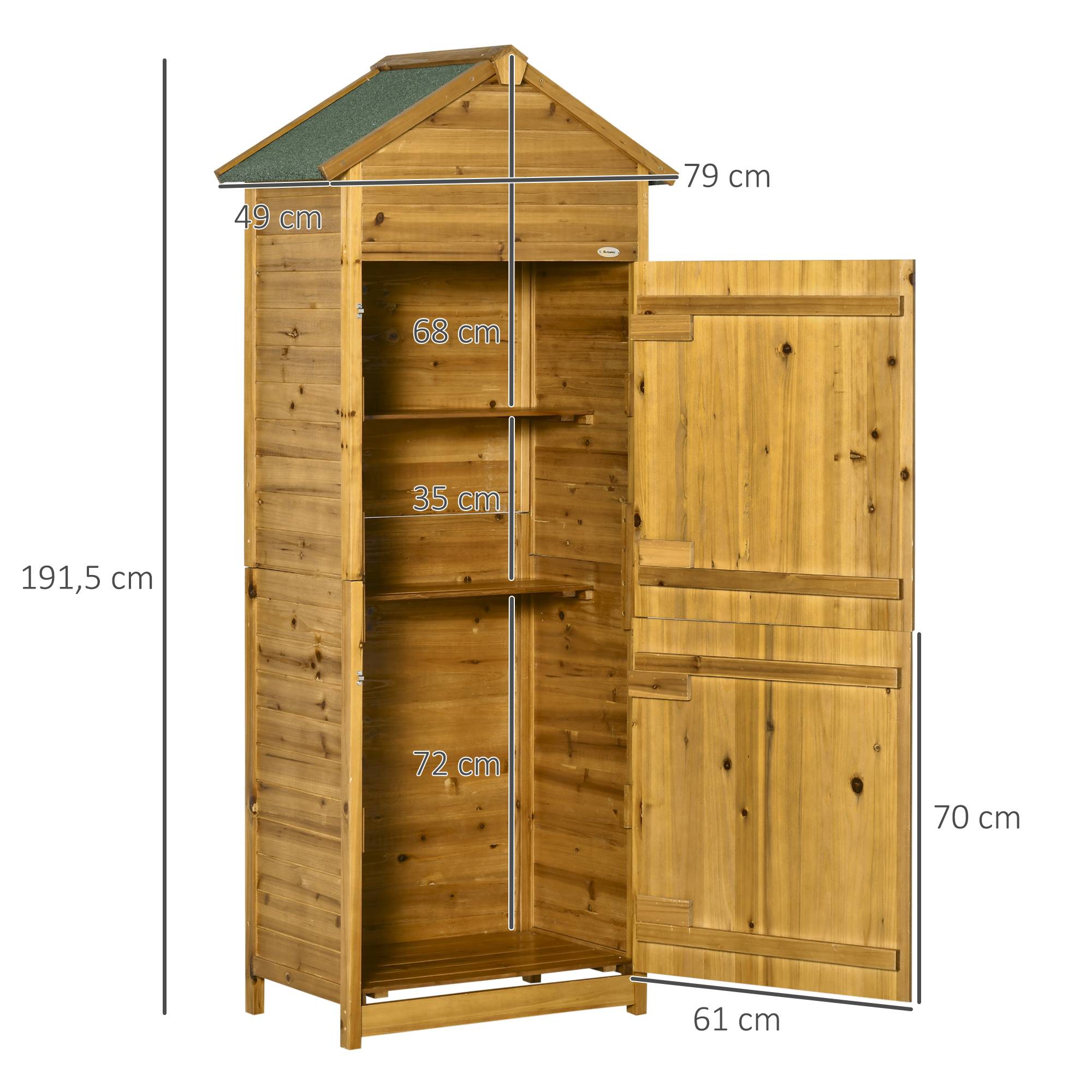 Armoire outils, abri jardin, 2 étagères, 2 portes, résistant, bois naturel, 79x49x190 cm - Image 5