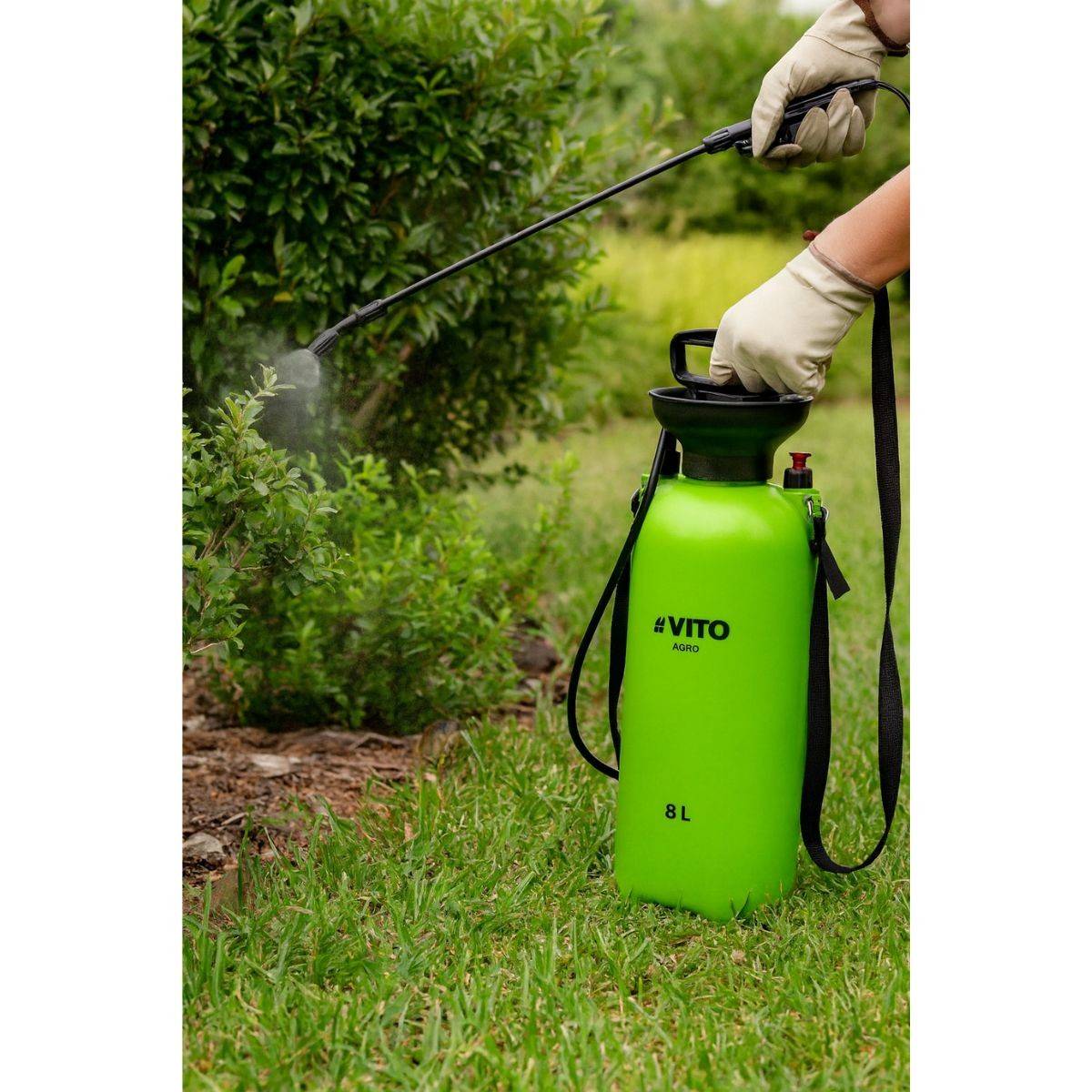 Pulvérisateur de Jardin 8L + Lance 60cm poignée tuyau 1.20m - Pulvérisateur à main Spray et Jet VITO - Imagen 8