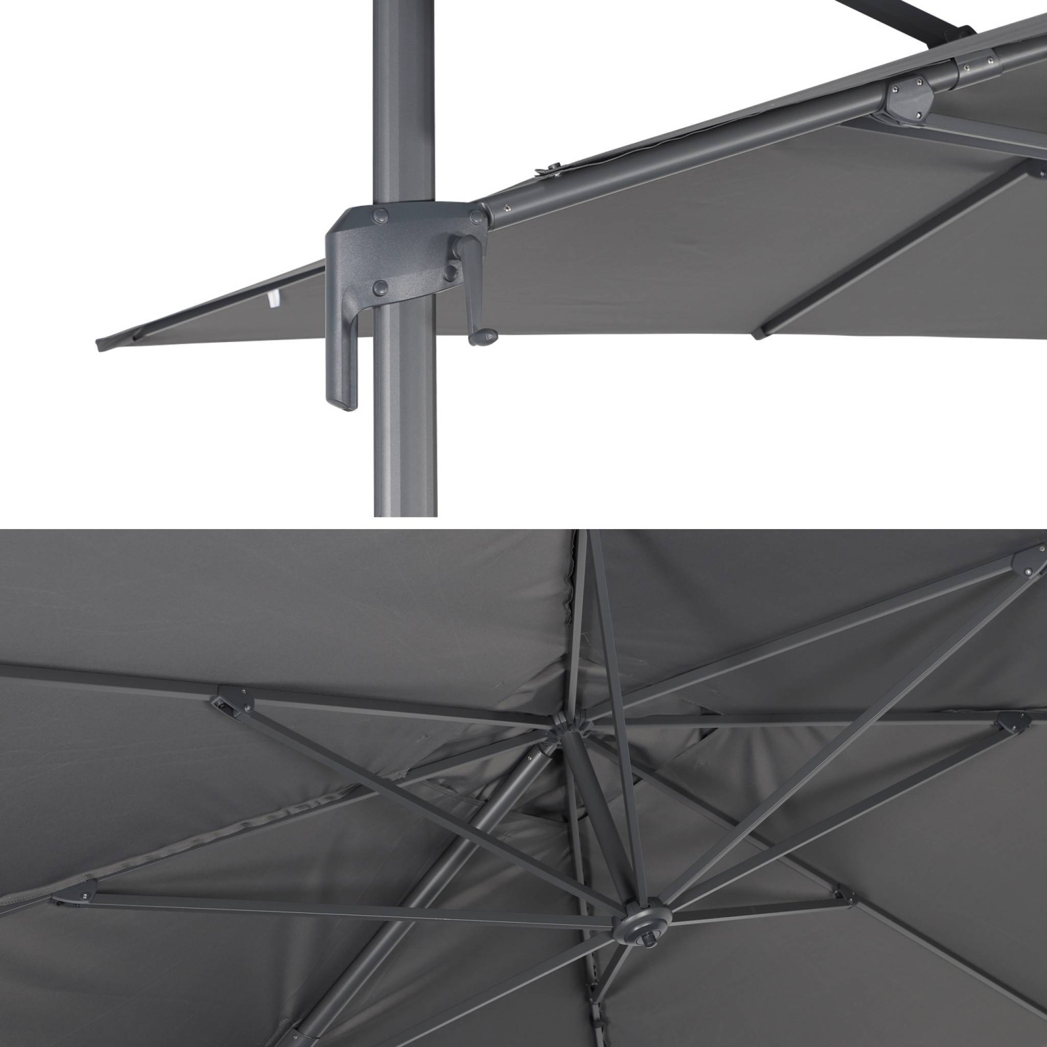 Parasol déporté rectangulaire 3x4m – Antibes – gris – parasol déporté. inclinable. rabattable et rotatif à 360° | sweeek - Image 7