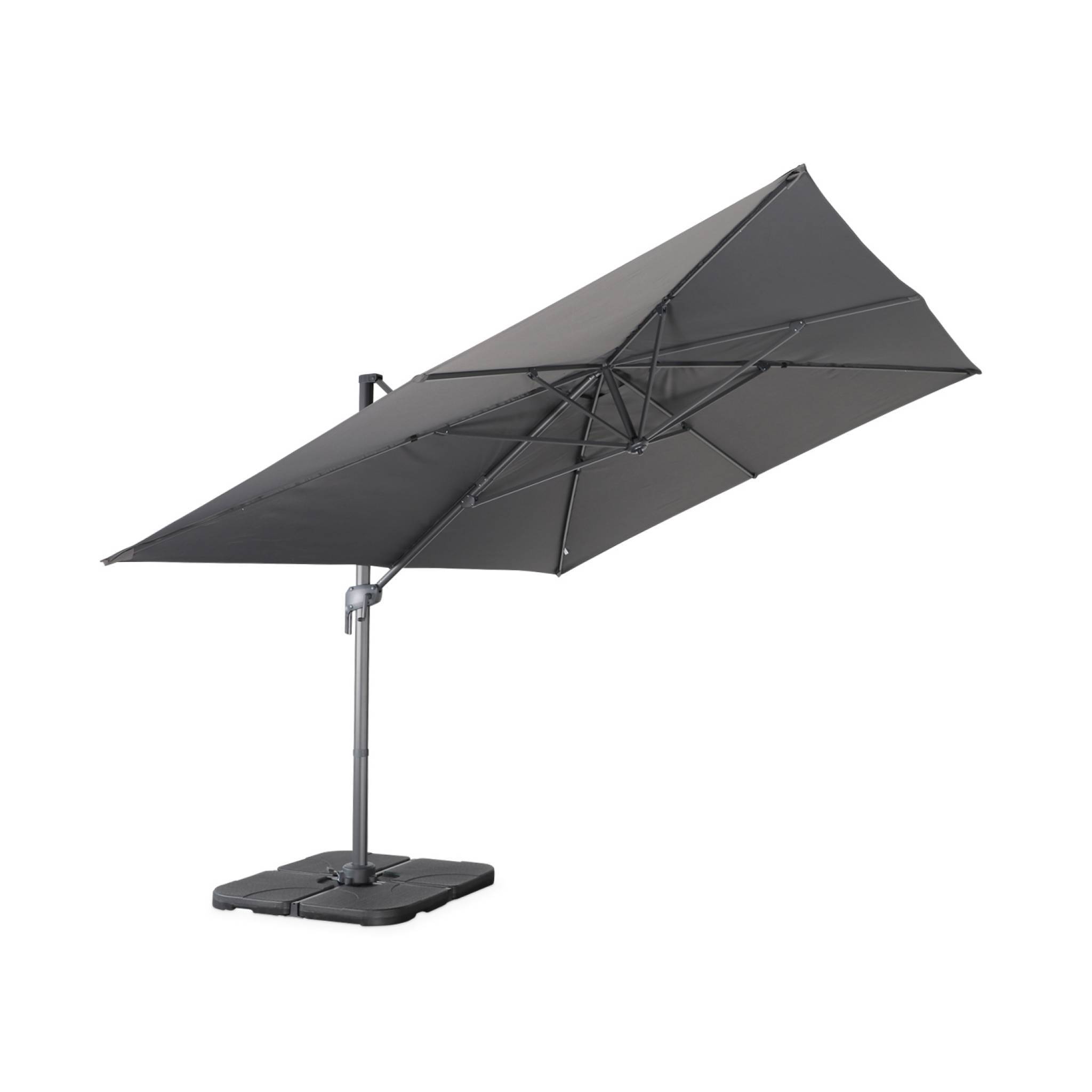 Parasol déporté rectangulaire 3x4m – Antibes – gris – parasol déporté. inclinable. rabattable et rotatif à 360° | sweeek - Image 5