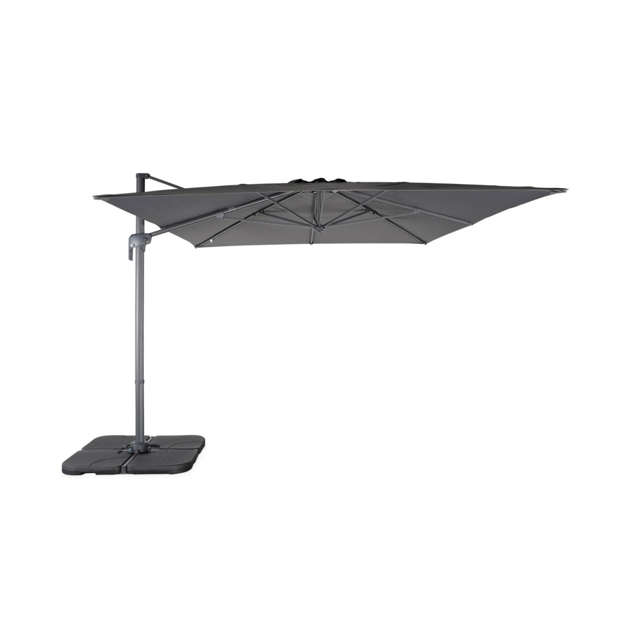 Parasol déporté rectangulaire 3x4m – Antibes – gris – parasol déporté. inclinable. rabattable et rotatif à 360° | sweeek - Image 4