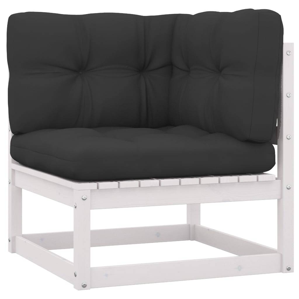 Helloshop26 - Salon de jardin meuble d'extérieur ensemble de mobilier 8 pièces avec coussins blanc bois de pin massif - Imagen 3