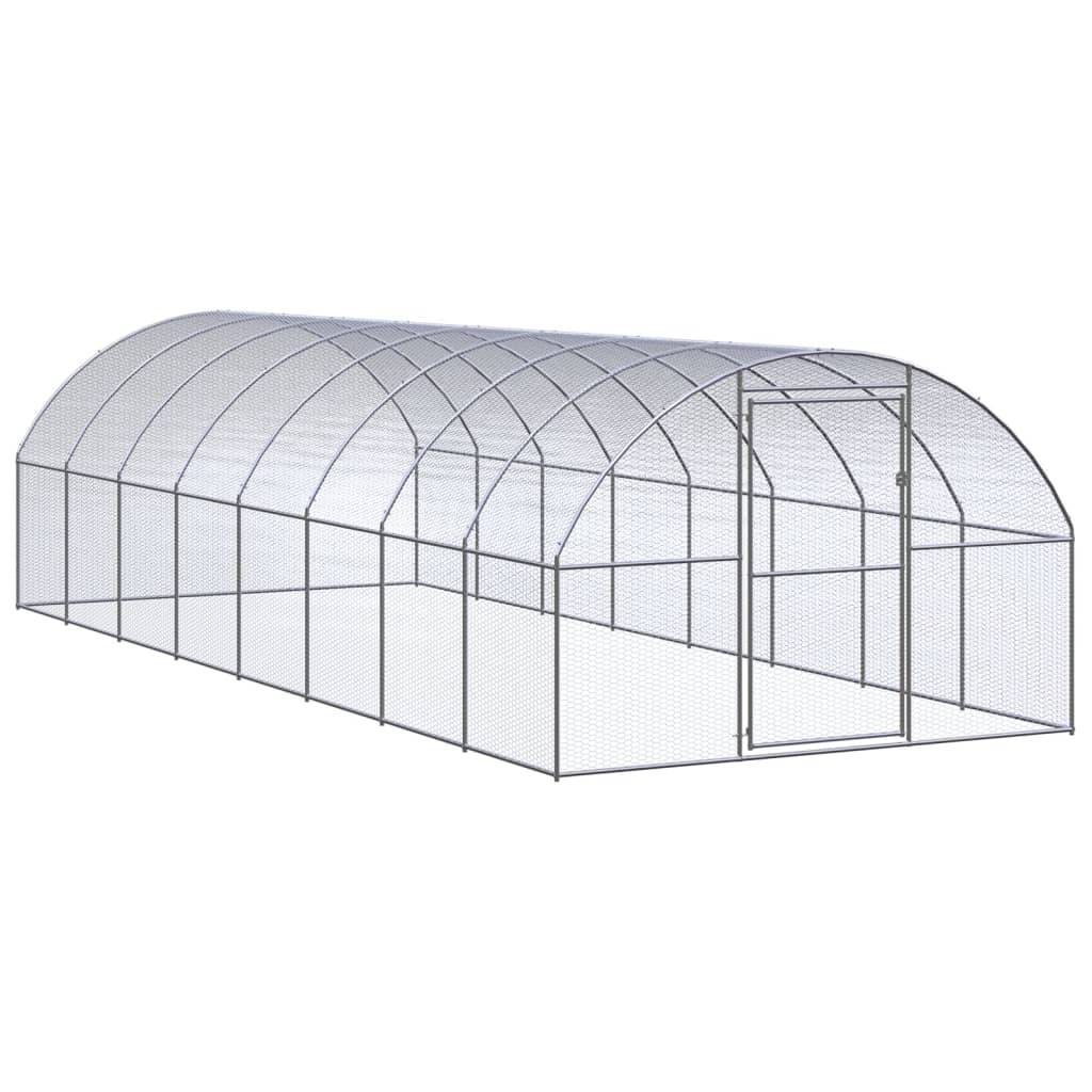 Poulailler extérieur Acier galvanisé Enclos grillagé pour jardin 3x8x2 m – ComfortXL Outdoor Living