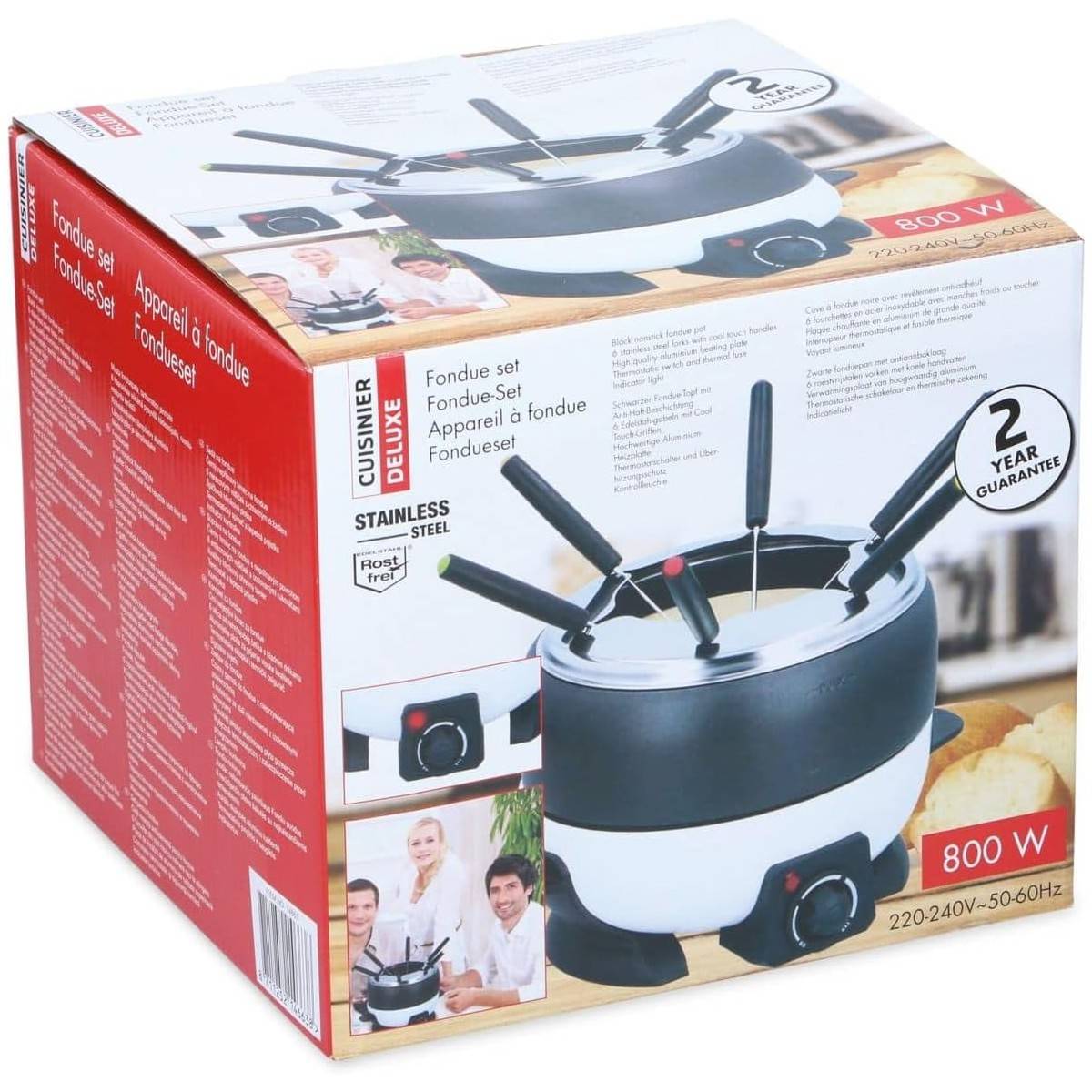 Appareil à fondue électrique 6 pers.800W Cuve 2L Anti-adhésif + 6 Fourchettes Inox Cuisinier DELUXE - Imagen 6