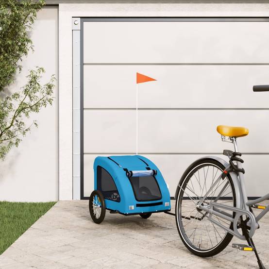 Remorque de vélo pour animaux tissu Oxford et fer bleu 124.5 x 63.5 x 66 cm - PANGIVO - Image 1