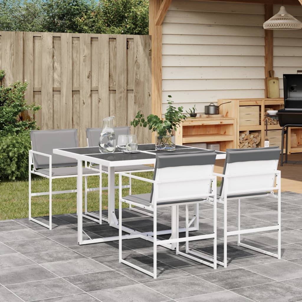Vidaxl - Ensemble à manger de jardin avec coussins 5 pcs-Salons de jardin blanc textilène 631520 - Image 1