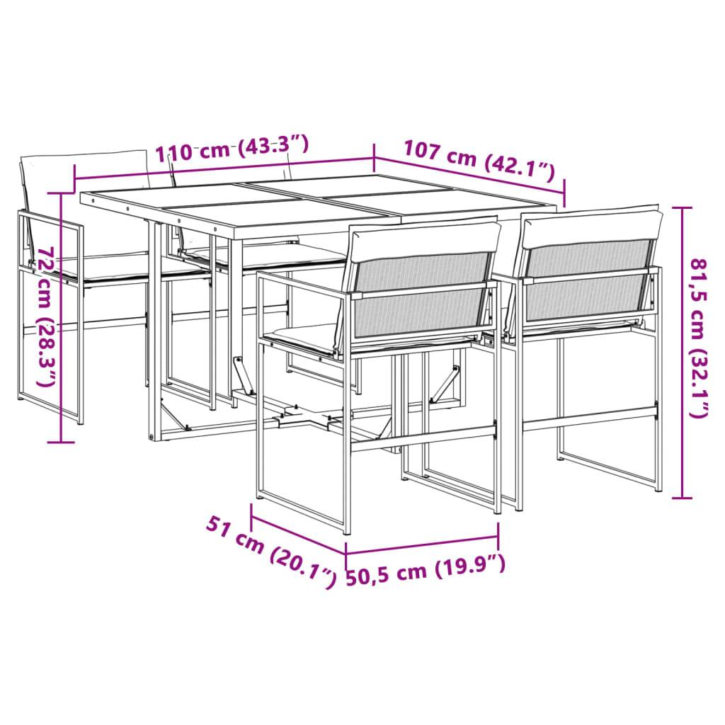 Vidaxl - Ensemble à manger de jardin avec coussins 5 pcs-Salons de jardin blanc textilène 631520 - Image 9