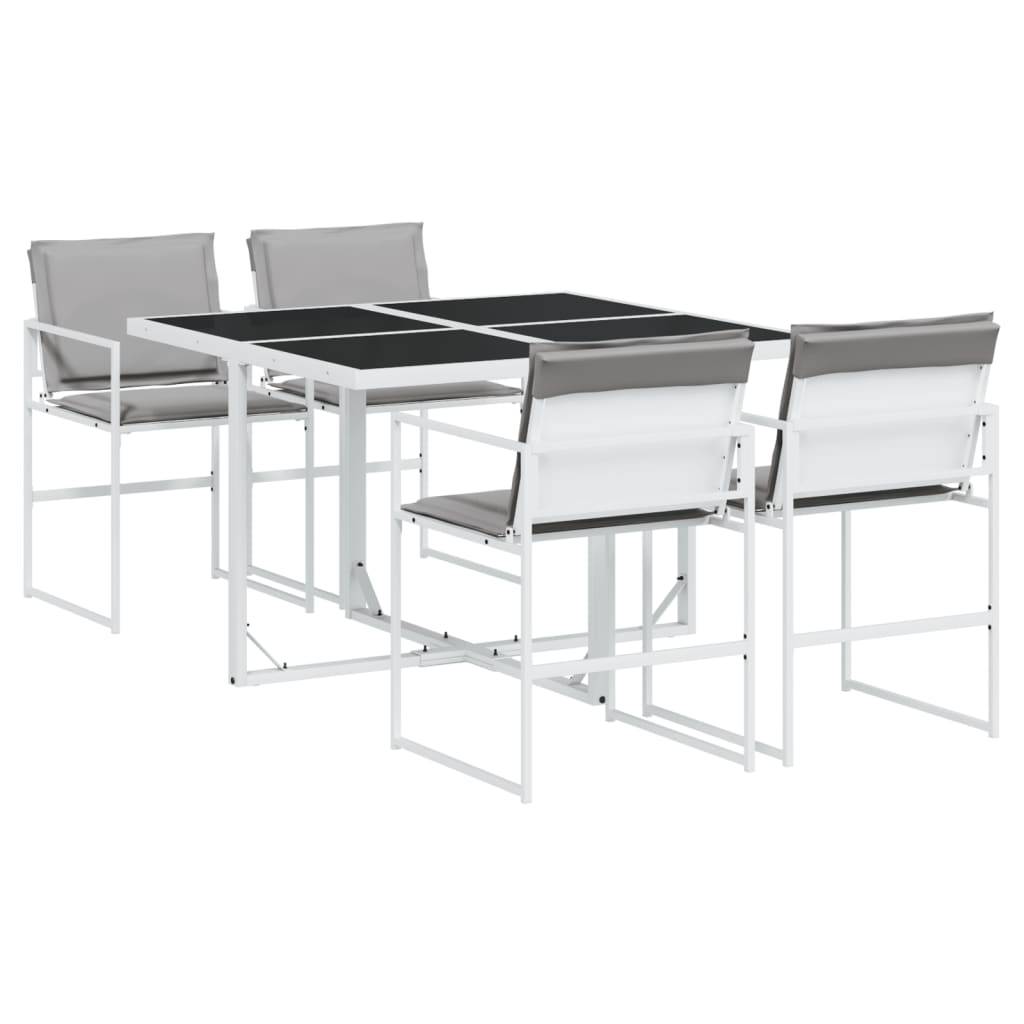 Vidaxl - Ensemble à manger de jardin avec coussins 5 pcs-Salons de jardin blanc textilène 631520 - Image 2