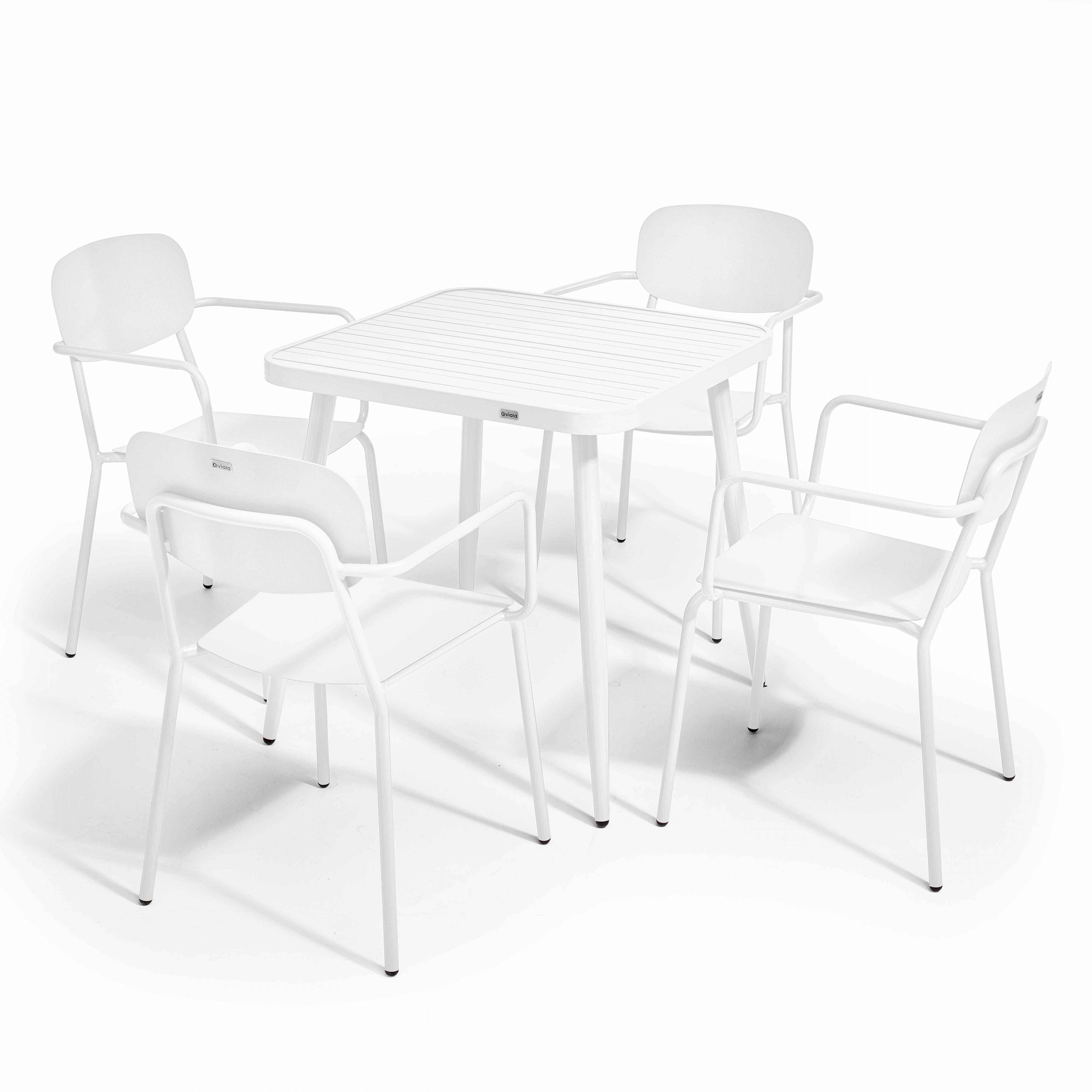 Oviala - Ensemble table de jardin et 4 fauteuils en aluminium blanc Bristol - Oviala - Imagen 1