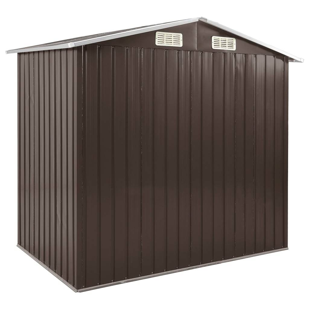 Abri de jardin cabane cabanon maison de stockage remise extérieur hangar outils robuste avec étagère 205 x 130 x 183 cm Fer marron - Image 4