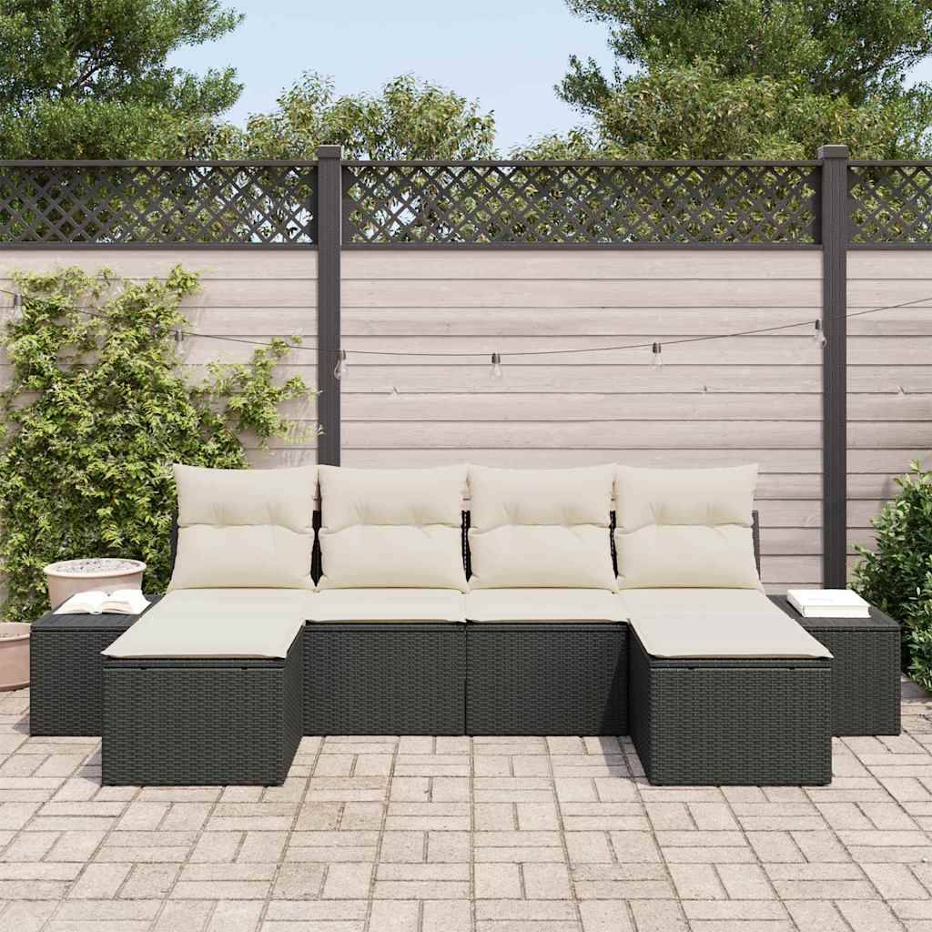 Vidaxl - Ensemble de canapé de jardin 4 pcs Noir et Crème polyrotin vidaXL 3355836 - Image 4