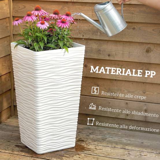 ComfortXL - Lot 3 Pots Fleurs Empilables Plastique Jardin Texture Ondulée Blanc - ComfortXL Outdoor Living - Image 8