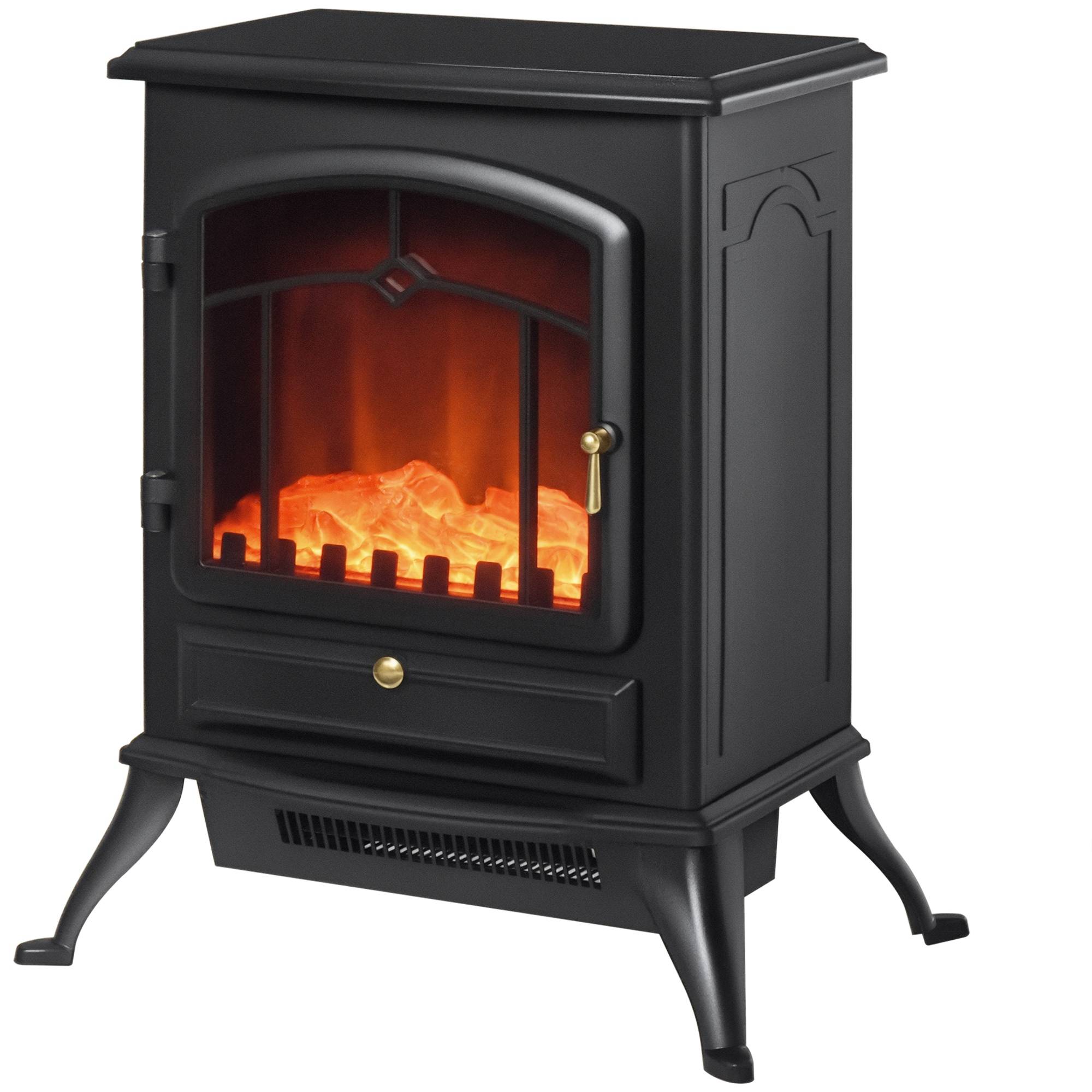 Cheminée décorative avec effet de flamme, thermostat et protection anti-surchauffe 45x28x54 cm noir - Image 1