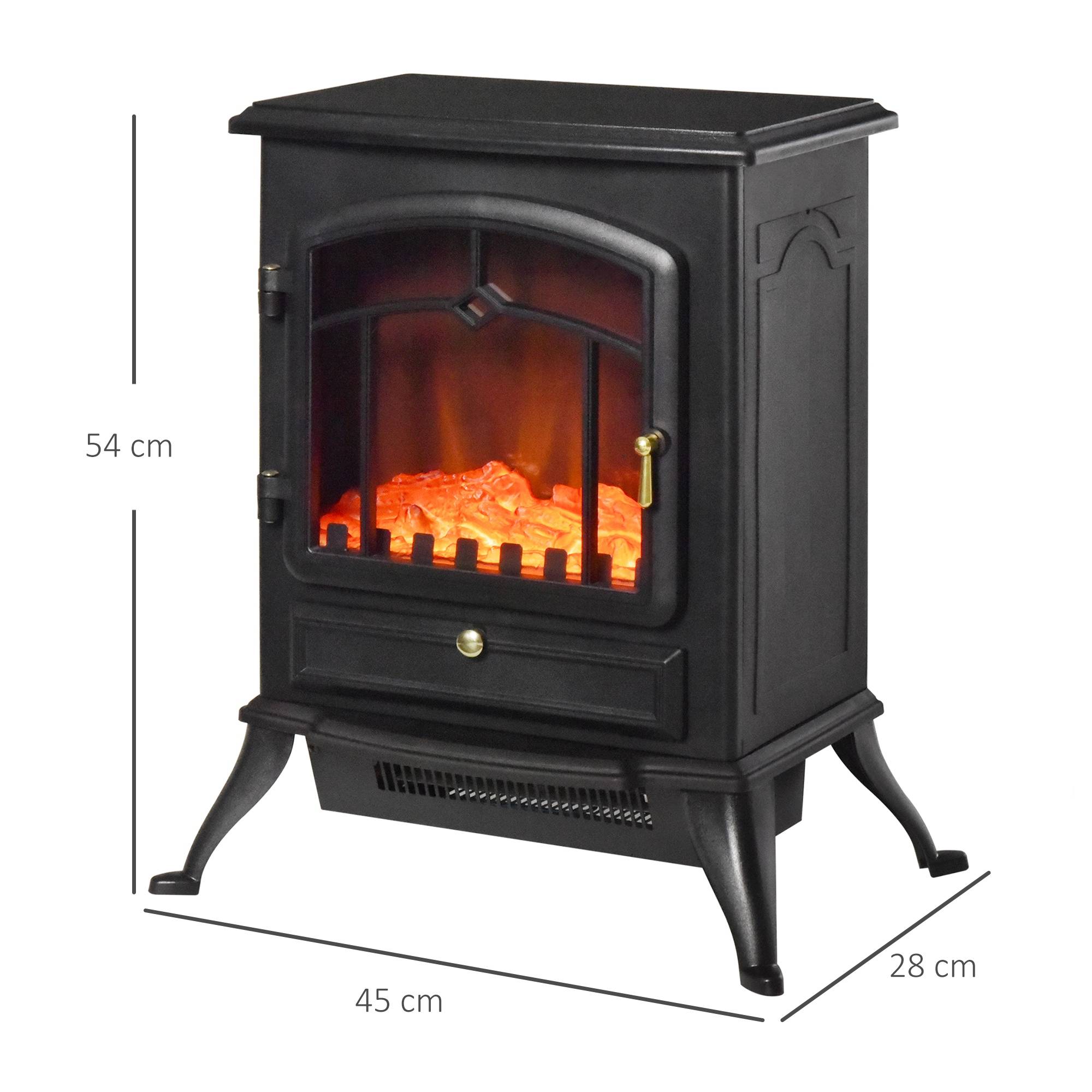 Cheminée décorative avec effet de flamme, thermostat et protection anti-surchauffe 45x28x54 cm noir - Image 5