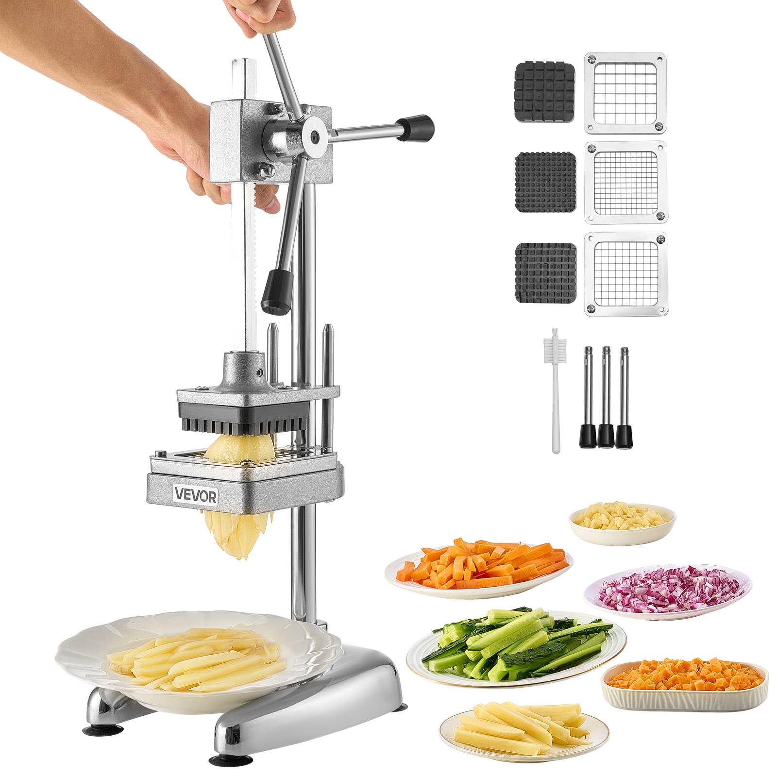 Vevor - VEVOR Coupe-frites manuel inox, 3 lames (6,4/9,5/12,7 mm), base antidérapante - Image 1