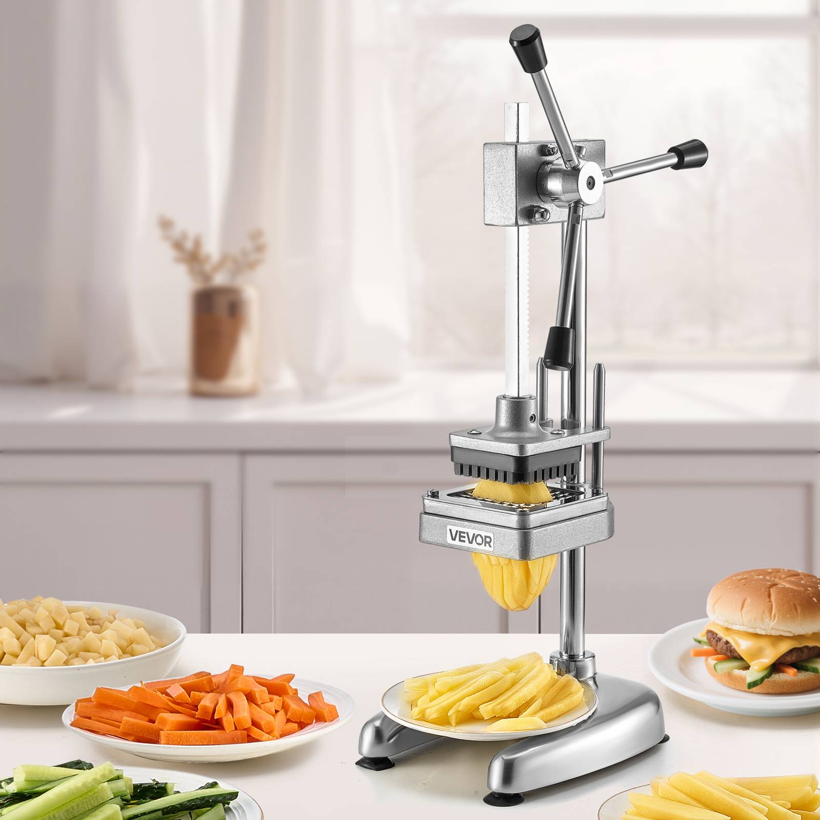 Vevor - VEVOR Coupe-frites manuel inox, 3 lames (6,4/9,5/12,7 mm), base antidérapante - Image 8
