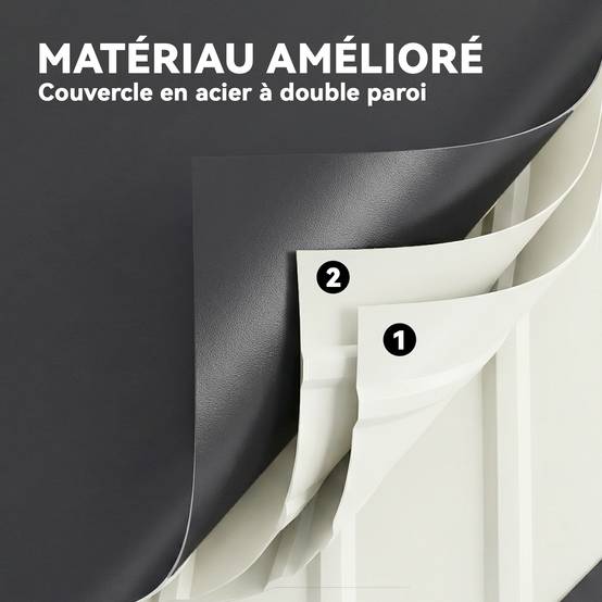 Coffre de rangement métal boîte de jardin 350L double vérins à gaz verrouillable pour coussins outils gris anthracite - Image 9