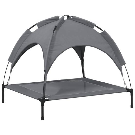 Lit pour chien avec auvent tissu Oxford et acier anthracite 90 x 81 x 81 cm - PANGIVO - Image 6