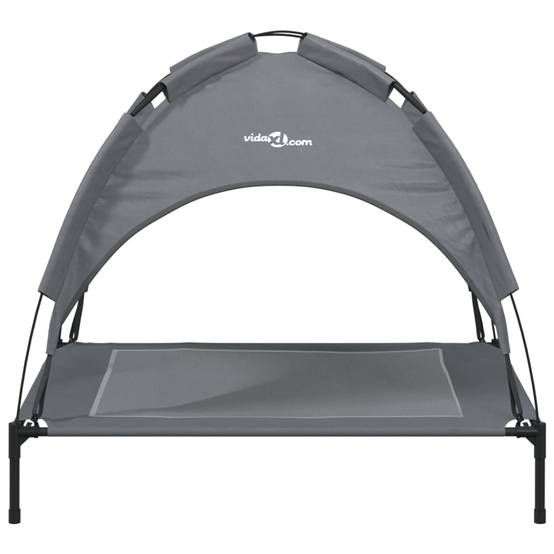 Lit pour chien avec auvent tissu Oxford et acier anthracite 90 x 81 x 81 cm - PANGIVO - Image 4
