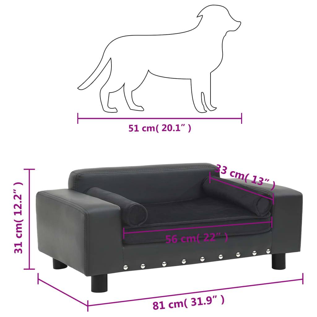Vidaxl - Canapé pour chien Gris foncé 81x43x31 cm Peluche et similicuir vidaXL 171044 - Imagen 3
