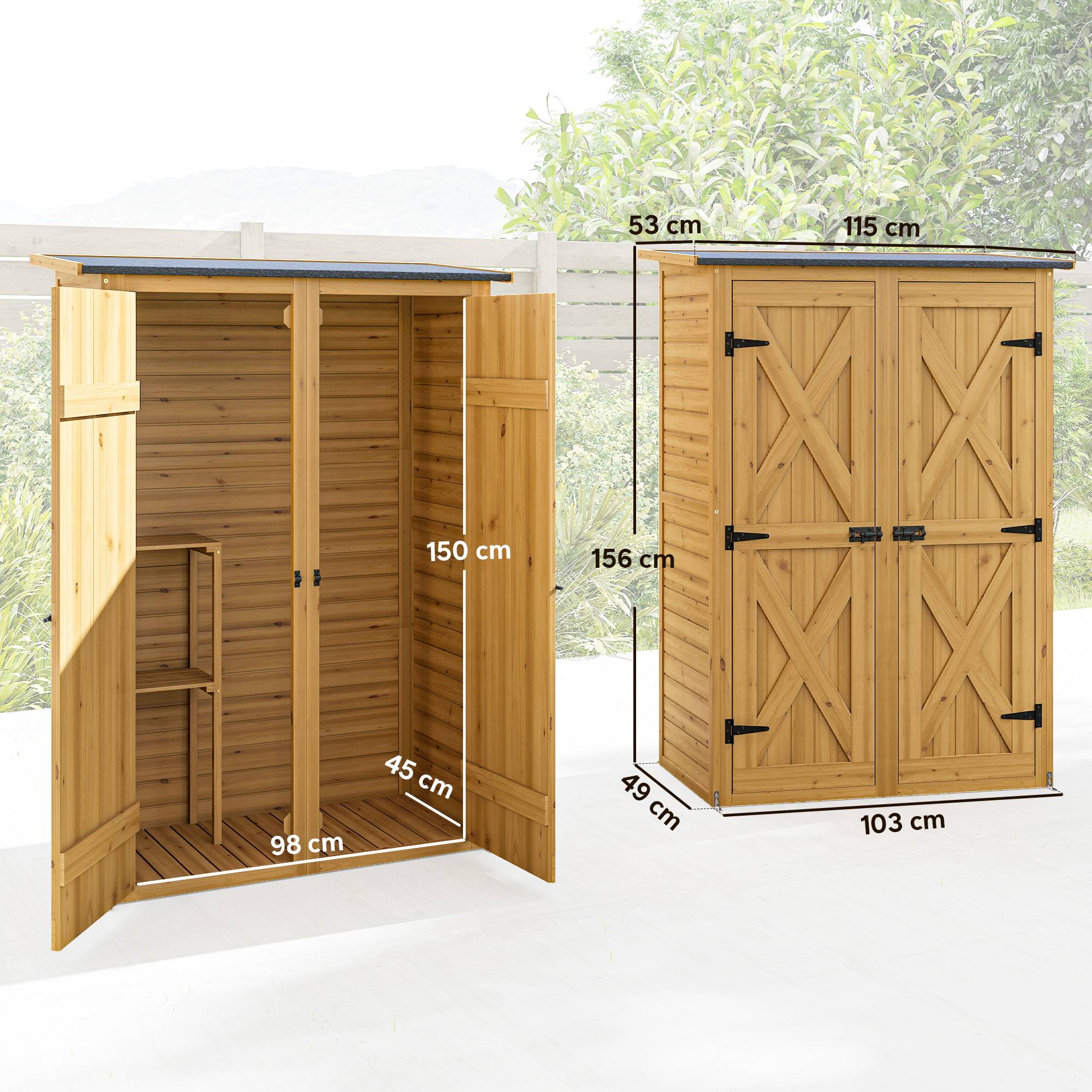 Abri de jardin en bois avec 2 étagères, marron - Image 4