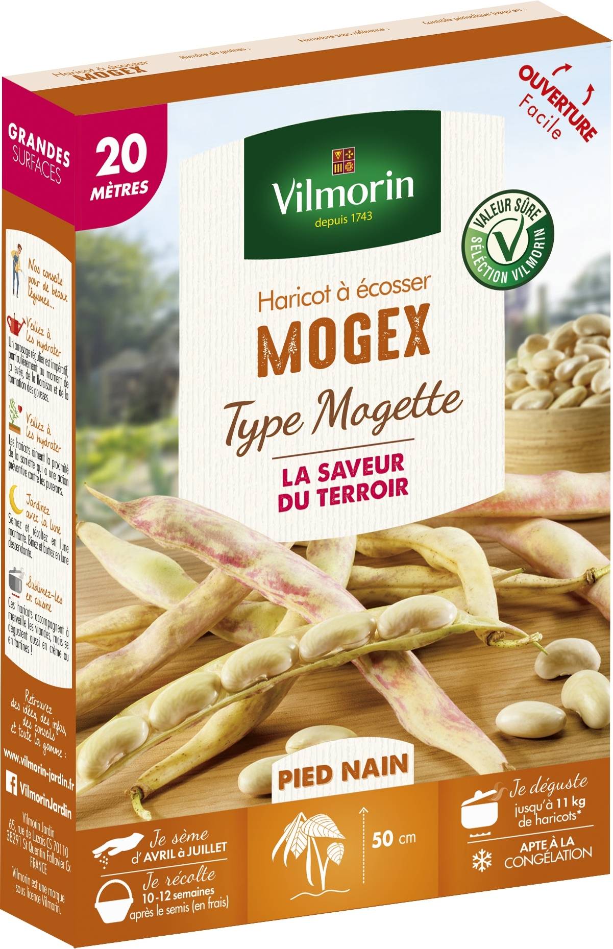 Haricot nain à écosser Mogex Boîte pour semer une ligne de 20 m