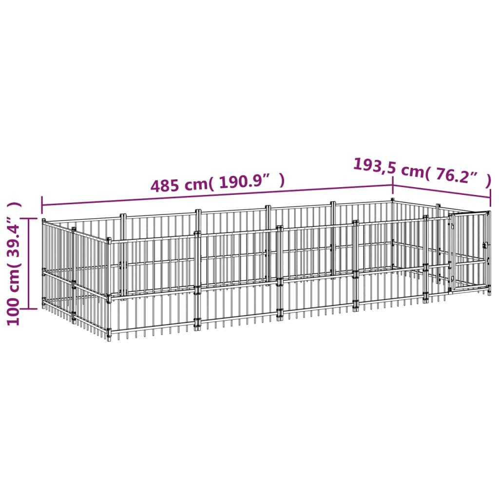 Vidaxl - Chenil d'extérieur pour chiens Acier 9,38 m² vidaXL 3124601 - Imagen 3