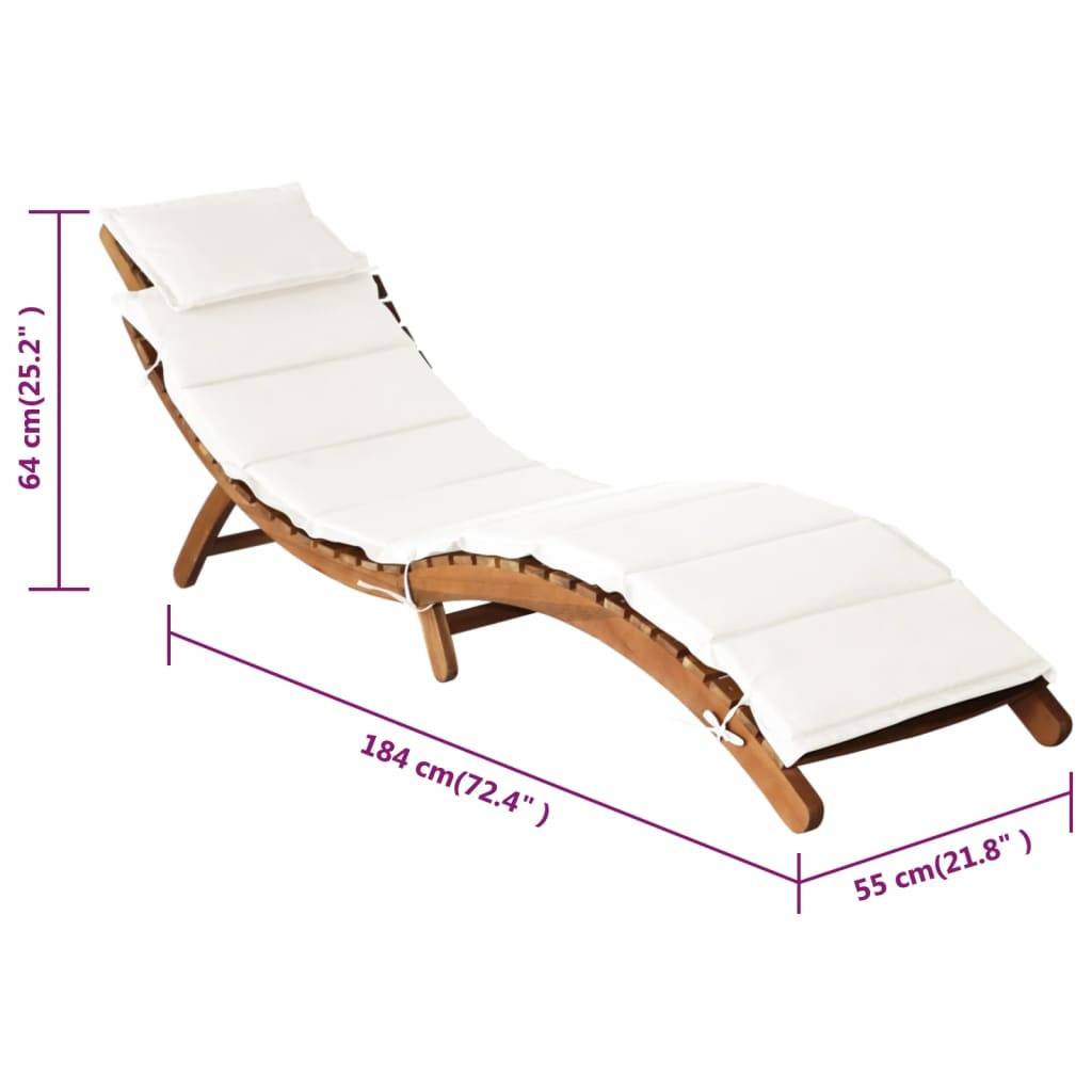 Helloshop26 - Lot de deux chaises longues et coussins crème blanc bois massif acacia - Imagen 8