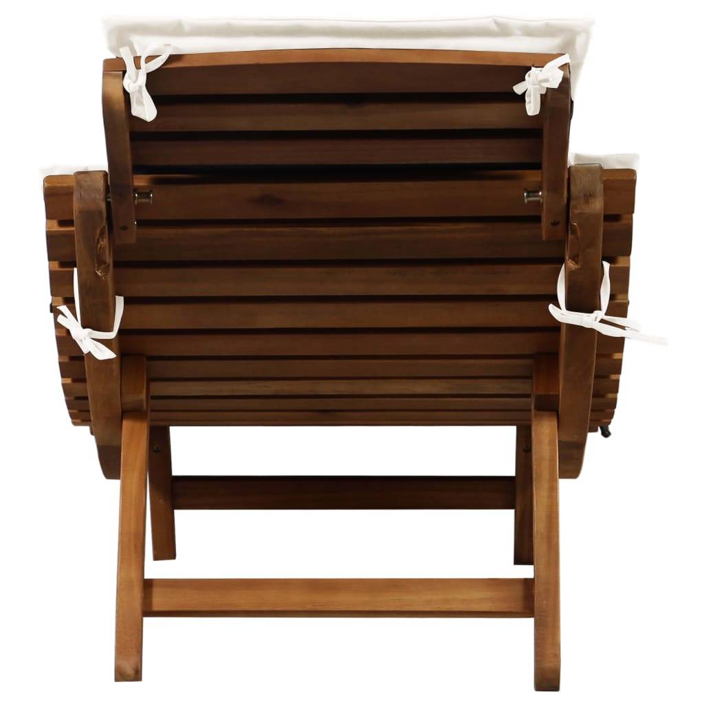 Helloshop26 - Lot de deux chaises longues et coussins crème blanc bois massif acacia - Imagen 5