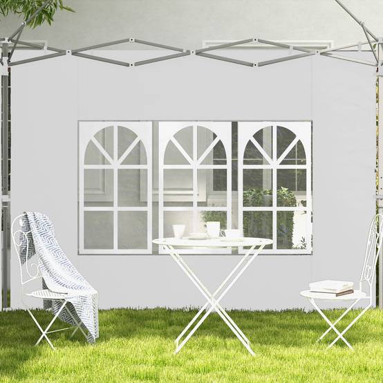 Outsunny - Lot 2 parois latérales tonnelle 3x3m/3x4m 295x195cm panneau pavillon fenêtre tissu oxford blanc - Outsunny - Image 9